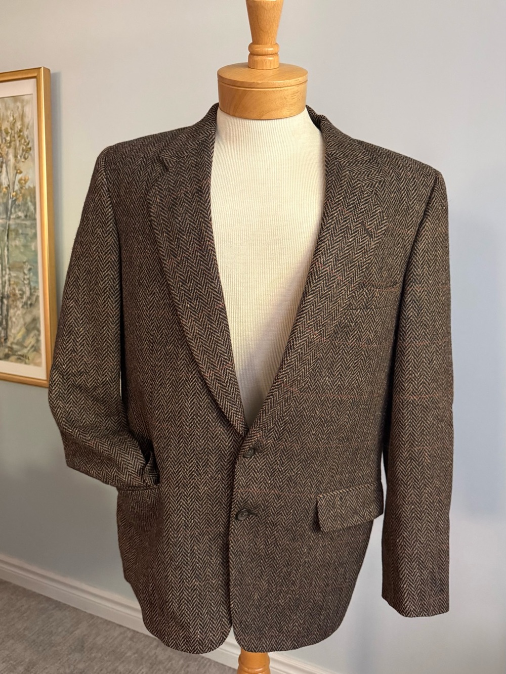 Vintage Harry Rosen Pure Virgin Wool Herringbone Blazer